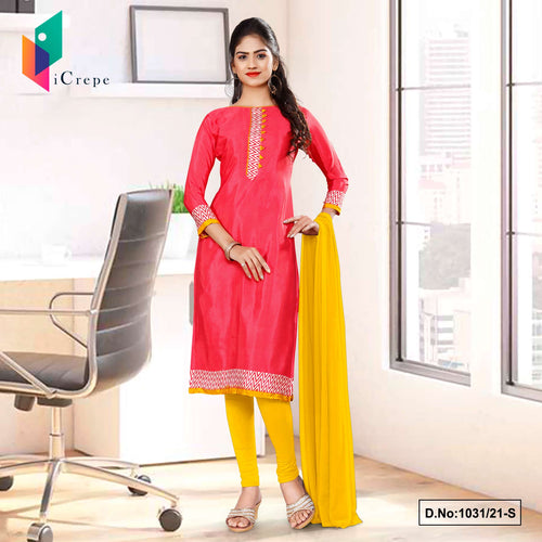 Pink Gold Women's Premium Italian Silk Crepe Industrial Uniform Salwar Kameez