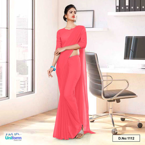 Pink Shade Soft Georgette Plain Uniform Sarees For Hospital Nurses