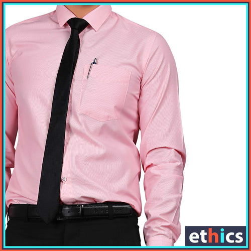 Pink Micro Stripes Mens Uniform Shirts For Corporate Office