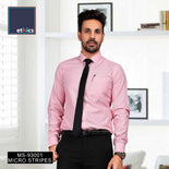Pink Micro Stripes Mens Uniform Shirts For Corporate Office