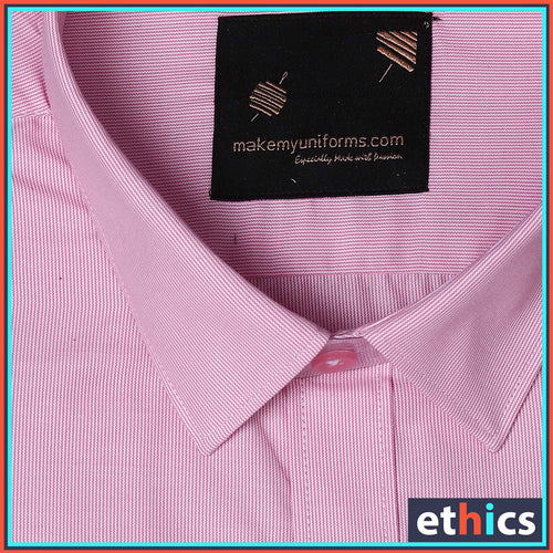 Pink Micro Stripes Mens Uniform Shirts For Corporate Office