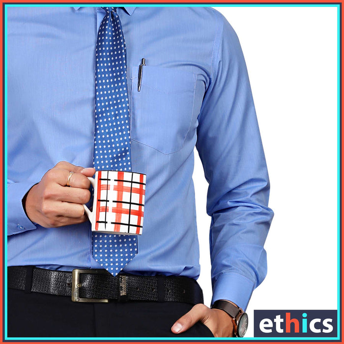 Blue Formal Men's Uniform Shirt For Corporate Office Staff