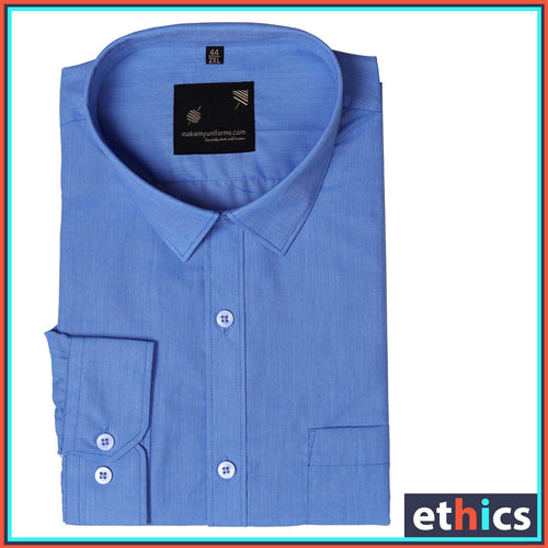 Blue Formal Men's Uniform Shirt For Corporate Office Staff