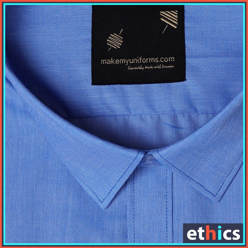 Blue Formal Men's Uniform Shirt For Corporate Office Staff