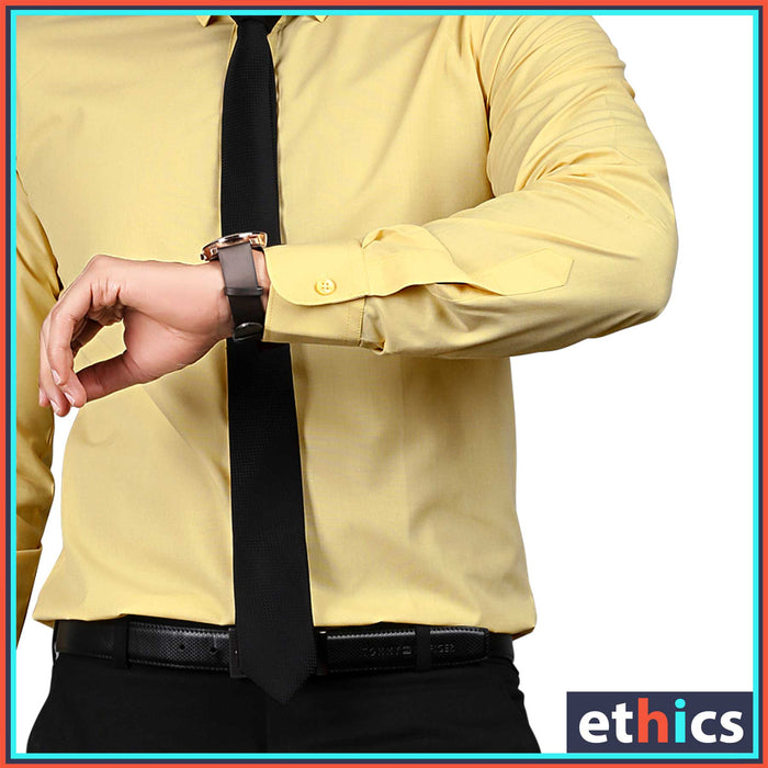 Yellow Solid Mens Uniform Shirts For Corporate Workforce