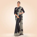 Turquoise Women's Premium Mulberry Silk Plain Gaala Border College Uniform Saree