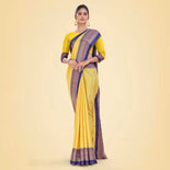 Pink and Navy Blue Women's Premium Silk Chiffon Small Butty Nurse Uniform Saree