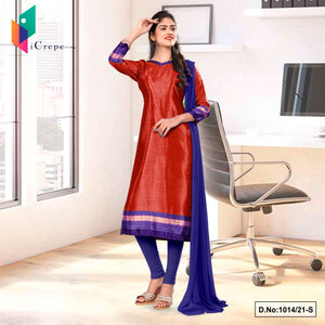 Red Ink Blue Women's Premium Italian Silk Crepe Student Uniform Salwar Kameez