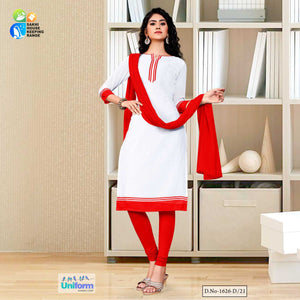 Red White Women's Premium Georgette Mother Teresa Hospital Aayah Bai Staff Uniform Salwar Kameez