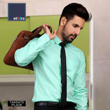 Sea Green Plain Men's Cotton Corporate Workwear Unstitched Shirt Fabrics