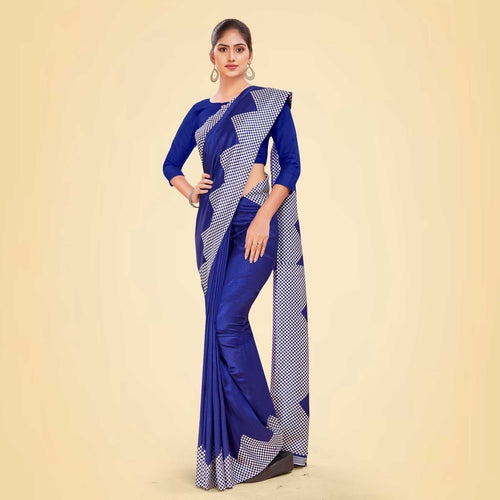 Sky Blue Women's Premium Mulberry Silk Plain Gaala Border SchoolUniform Saree