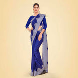 Turquoise Women's Premium Mulberry Silk Plain Gaala Border College Uniform Saree