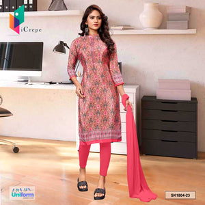 Soft Pink Women's Premium Italian Silk Ikat Print Teachers Uniform Salwar Kameez