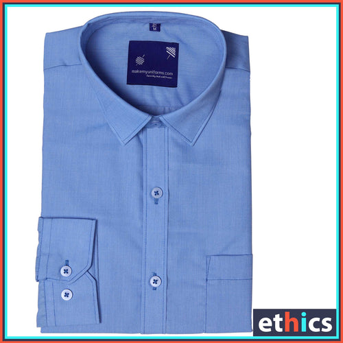 Solid Blue Mens Corporate Uniform Shirts For Industrial Workforce