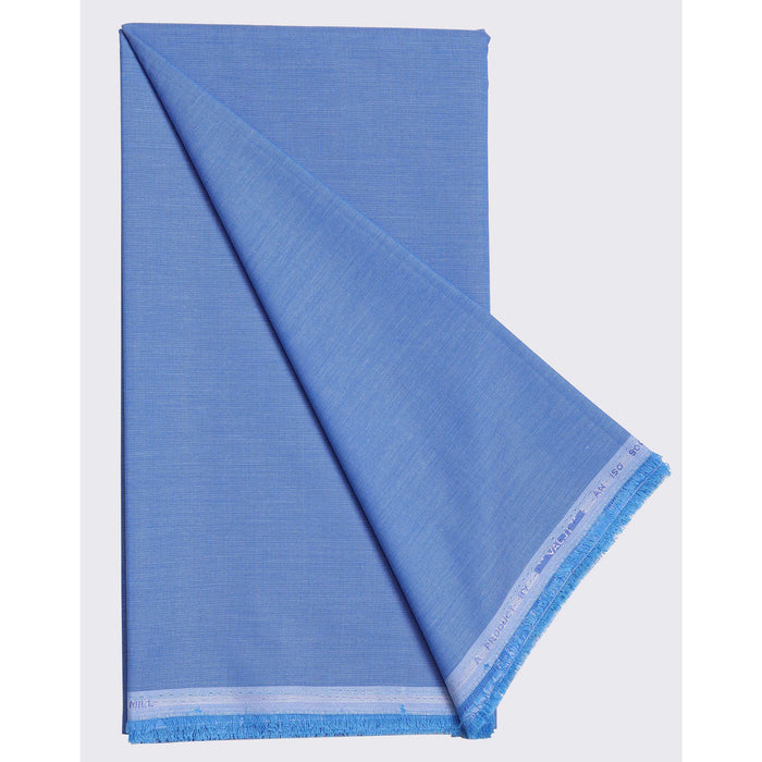 Blue Plain Men's Cotton Corporate Uniforms Unstitched Shirt Fabric