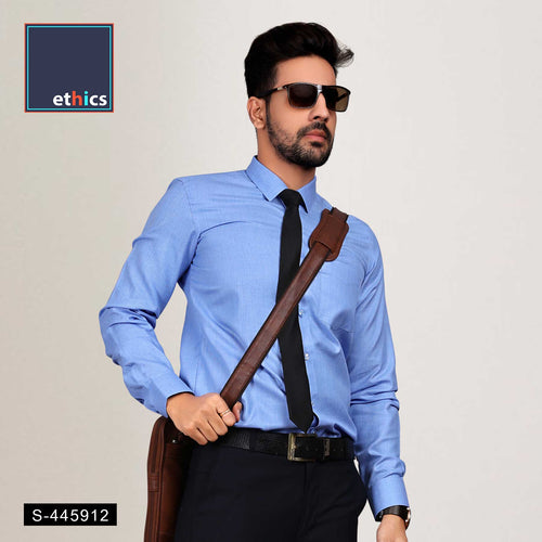 Solid Blue Mens Corporate Uniform Shirts For Industrial Workforce