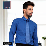 Solid Blue Men's Cotton Unstitched Shirt Fabric For Office Workwear