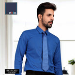 Solid Blue Mens Formal Uniform Shirt For Corporate Office Staff