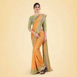 Turquoise Women's Premium Mulberry Silk Plain Gaala Border Taj Hotel Uniform Saree