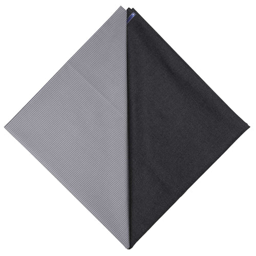Grey Stripes Men's Formal Uniform Shirt And Frosted Black Trousers Unstitched Fabrics Set