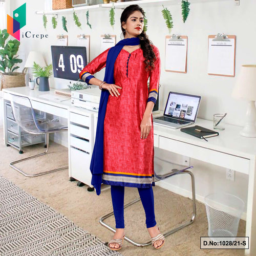 Tomato Ink Blue Women's Premium Italian Silk Crepe Staff Uniform Salwar Kameez