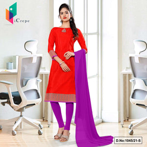 Tomato Lavender Women's Premium Italian Silk Crepe Office Wear Uniform Salwar Kameez