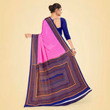 Turquoise and Navy Blue Women's Premium Italian Silk Discipline Day PTM Uniform Saree