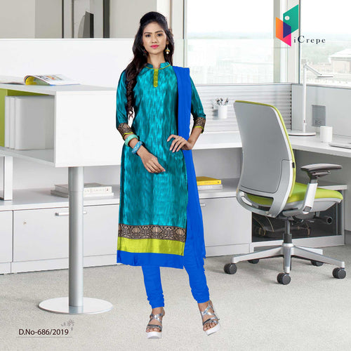 Dark Blue And Blue Italian Crepe Silk School Uniform Salwar Kameez