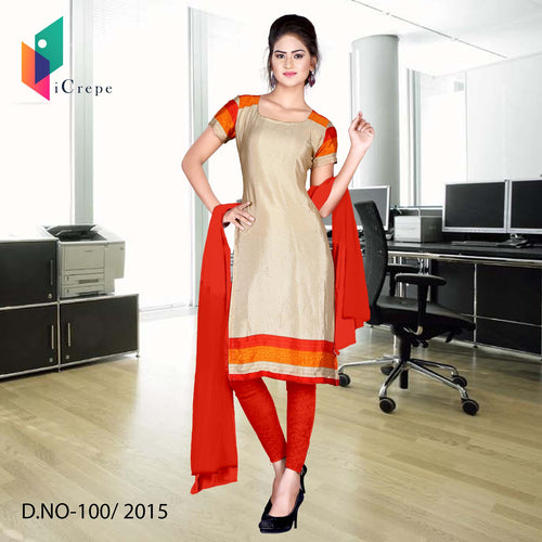 Beige And Red Women's Premium Italian Crepe College Students Uniform Salwar Kameez