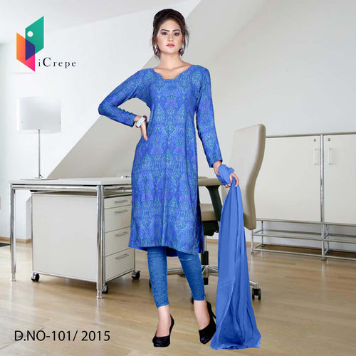 Royal Blue Italian Crepe Uniform Salwar Kameez
