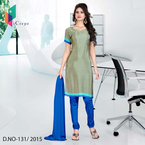 Green And Blue Italian Crepe Uniform Salwar Kameez
