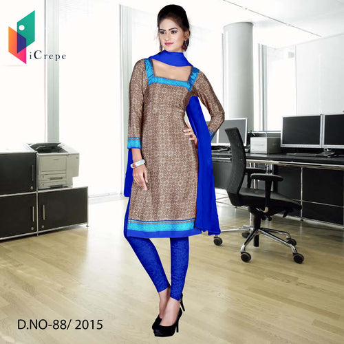 Brown And Blue Women's Premium Women's Premium Italian Crepe Staff Uniform Salwar Kameez