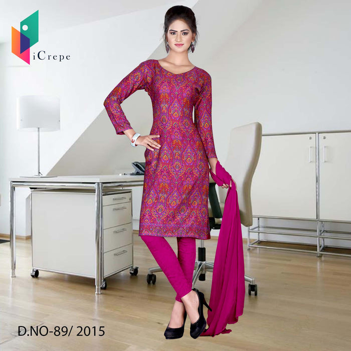 Magenta Italian Crepe Uniform Salwar Kameez
