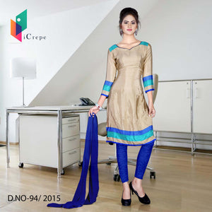 Beige And Blue Women's Premium Italian Crepe Airline Uniform Salwar Kameez