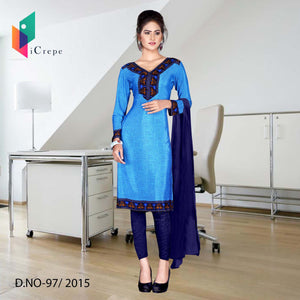 Blue With Dark Blue Border Women's Premium Italian Crepe Annual Function Uniform Salwar Kameez