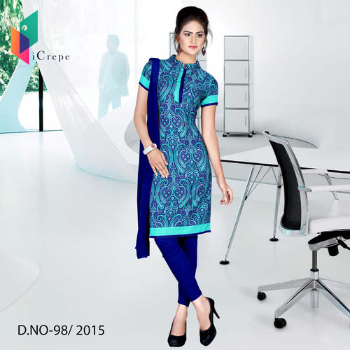Blue Women's Premium Italian Crepe School Staff Uniform Salwar Kameez