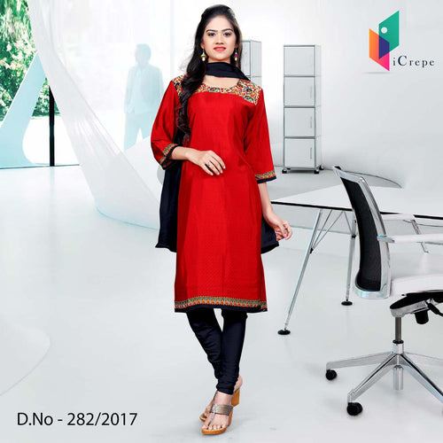 Red And Black Women's Premium Italian Crepe Jewelry Showroom Uniform Salwar Kameez