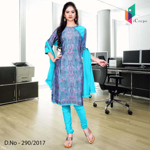 Sky Blue And Purple Women's Premium Italian Crepe Office Staff Uniform Salwar Kameez
