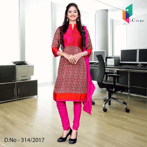 Orange And Pink Italian Crepe Uniform Salwar Kameez