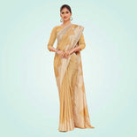 Beige Women's Premium Mulberry Silk Plain Gaala Border Office Uniform Saree