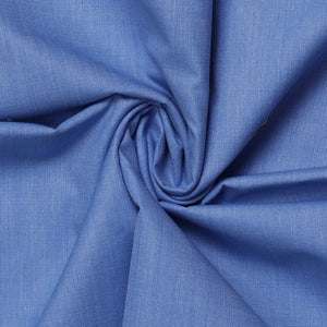 Blue Plain Men's Cotton Unstitched Uniform Shirt Fabrics For Corporate Office Workwear