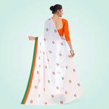 Tricolor Women's Premium Soft Georgette Patriotic Airline Uniform Sarees With Blouse Piece