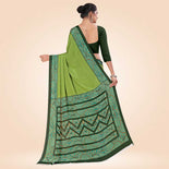 Turquoise and Botlle Green Women's Premium Italian Silk Plain Gaala Border School Teacher Uniform Saree