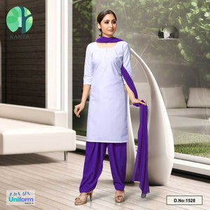 White Purple Women's Premium Poly Cotton DDU GKY Uniform Salwar Kameez