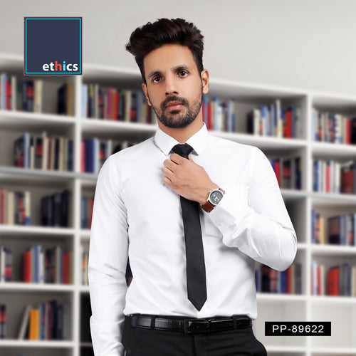 White Plain Men's Cotton Corporate Workwear Uniform Unstitched Shirt Fabrics