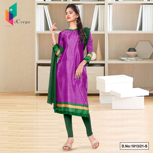 Wine Bottle Green Women's Premium Italian Silk Crepe Industrial Uniform  Salwar Kameez