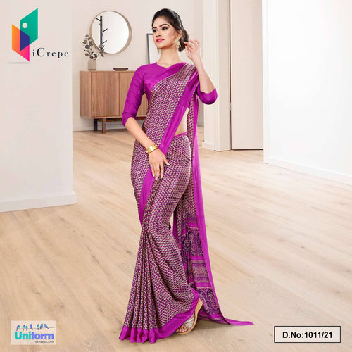 Wine Paisley Print Premium Italian Silk Crepe Saree For College Uniform Sarees