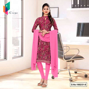 Wine Pink Women's Premium Italian Silk Crepe Paisley Print School Teachers Uniform Salwar Kameez
