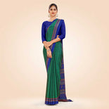 Turquoise and Navy Blue Women's Premium Italian Silk Discipline Day Hospital Uniform Saree