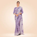 Navy Blue Women's Premium Mulberry Silk Plain Gaala Border Housekeeping Uniform Saree